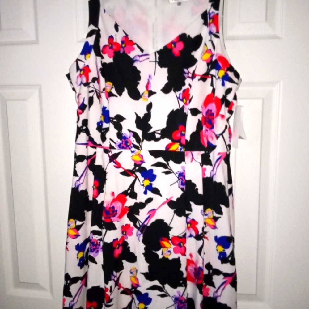Signature by Robbie Bee 14 fit & flare tropical flower dress NWT